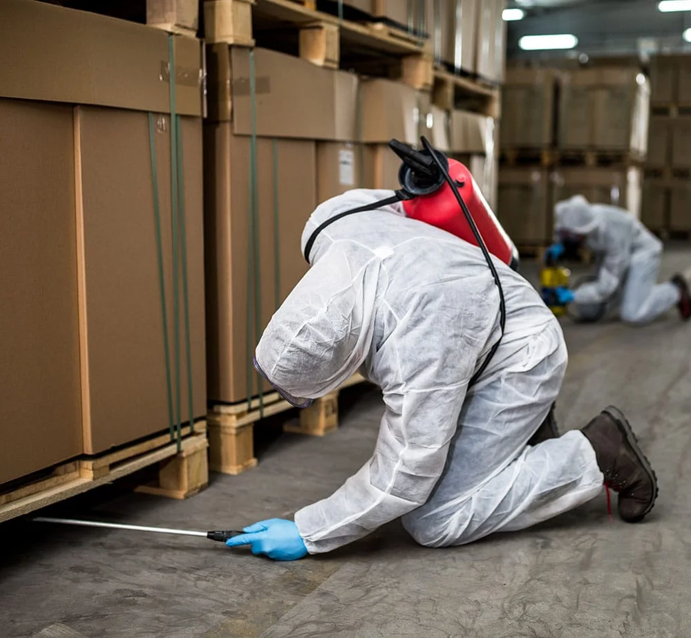 Professional pest control team with advanced equipment