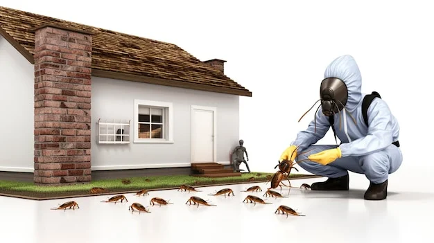 Professional technician inspecting for cockroach evidence