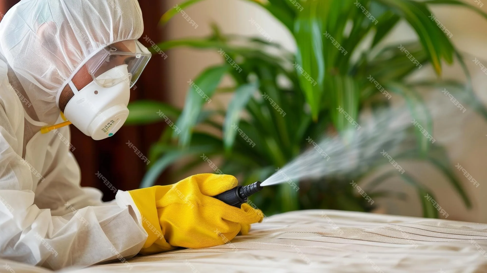 Professional applying targeted fly treatment indoors