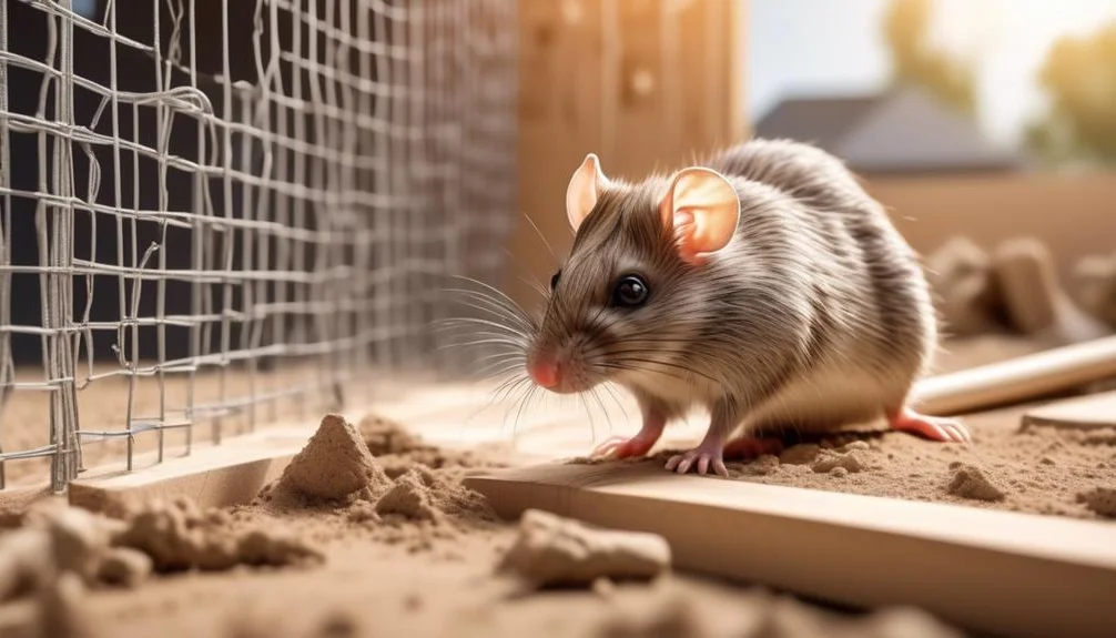 Mouse near baseboardin residential setting