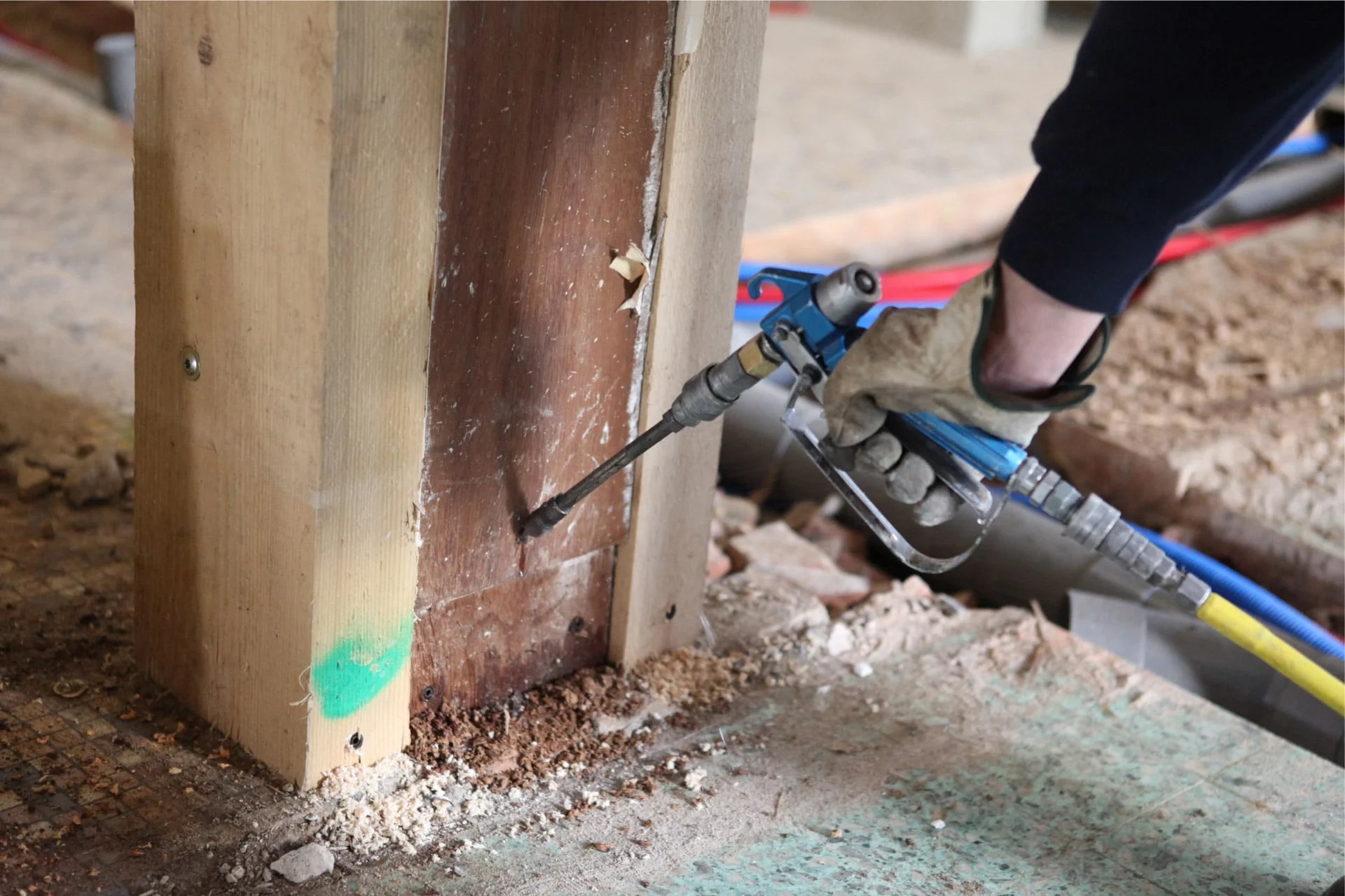 Application of liquid termite barrier treatment