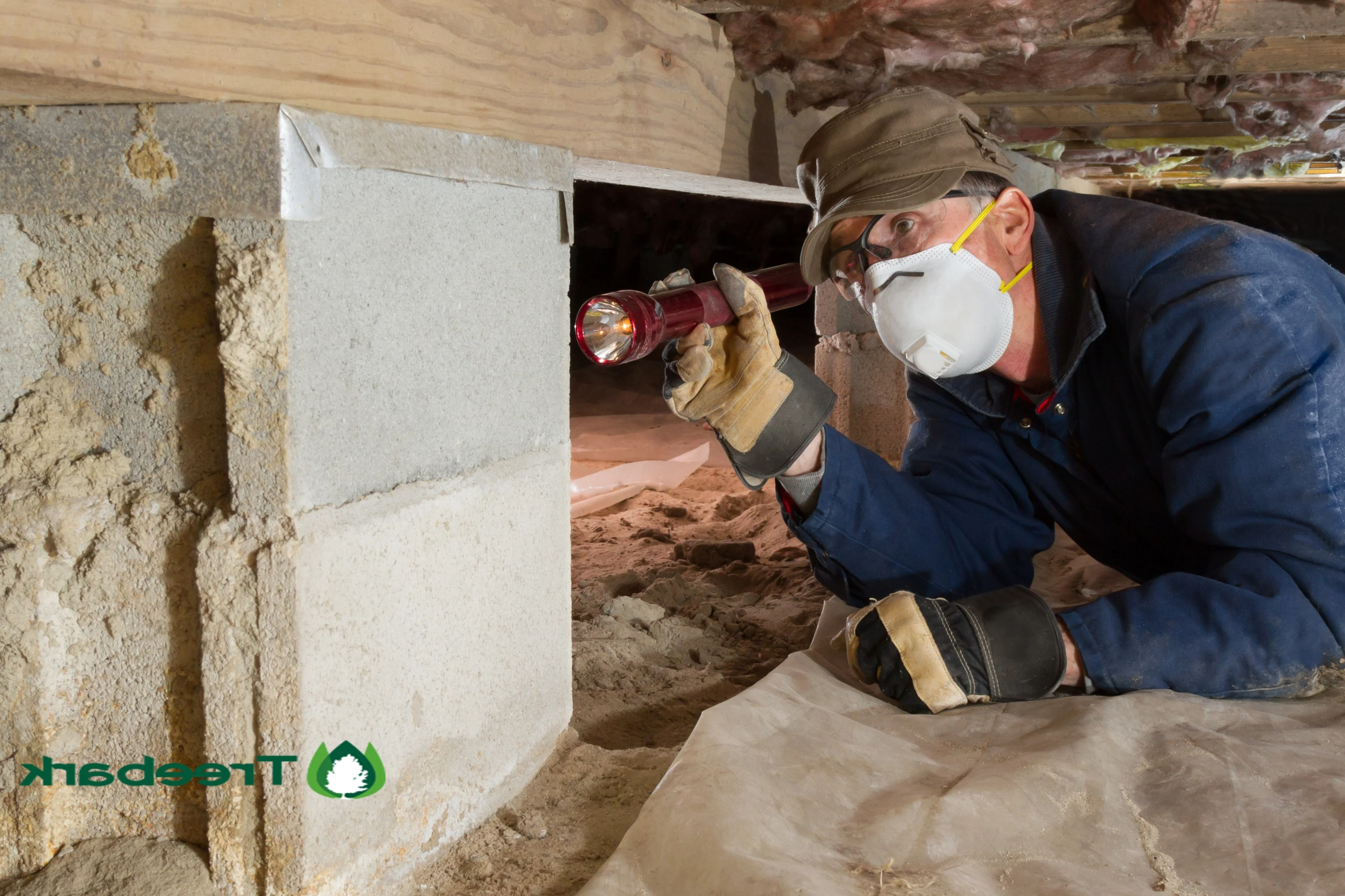 Subterranean termite mud tubes on foundation